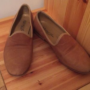 Italian leather loafers with red detailing
